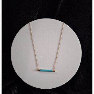 EUC Kate Spade Gold-Plated Faux Turquoise Bar Pendant Necklace